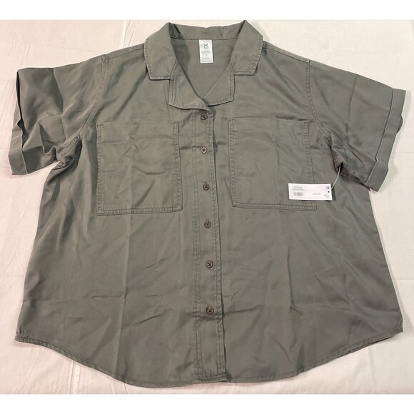 MEMBERS MARK Womens Tencel Camp SHIRT Green Size XL NWT - Picture 1 of 5